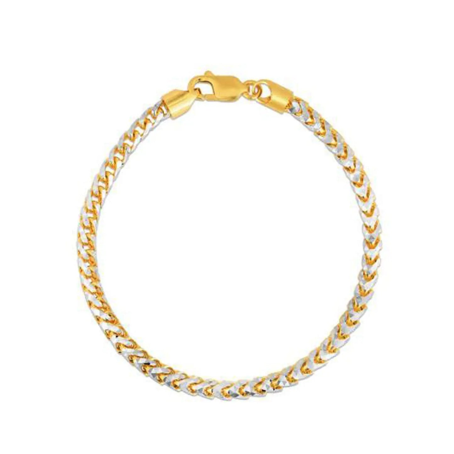 Round Pave Franco Chain Bracelet in 14k Yellow Gold (4.00 mm) RCJ Bracelets CELESTIA LUXE JEWELLERS
