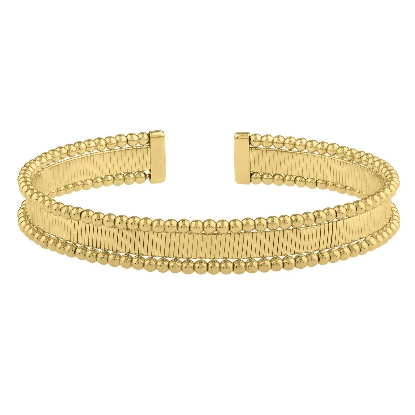 Smooth Surface Pallina Cuff Bangle in 14K Yellow Gold (9.00 mm) RCJ Bangles CELESTIA LUXE JEWELLERS
