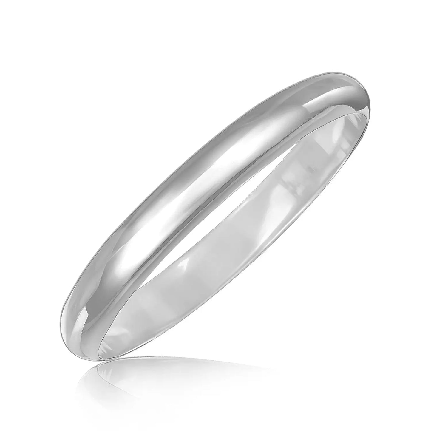 Sterling Silver Dome Style Bangle with Rhodium Plating (9.00 mm) RCJ Bangles CELESTIA LUXE JEWELLERS