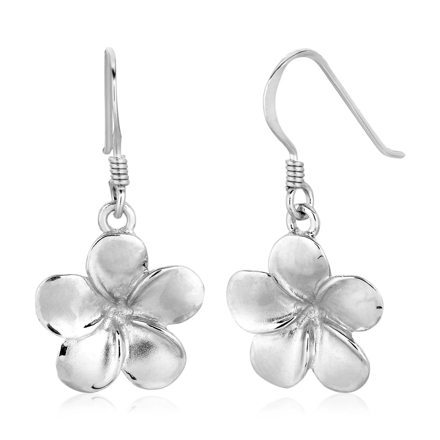 Sterling Silver Matte Textured Flower Dangle Earrings RCJ Earrings CELESTIA LUXE JEWELLERS