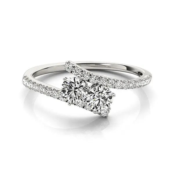 Two Stone Bypass Diamond Ring in 14k White Gold (3/4 cttw) RCJ Rings CELESTIA LUXE JEWELLERS