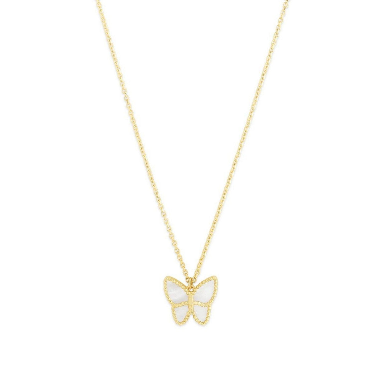 14K Yellow Gold Butterfly Pearl Necklace — BUTTERFLIES