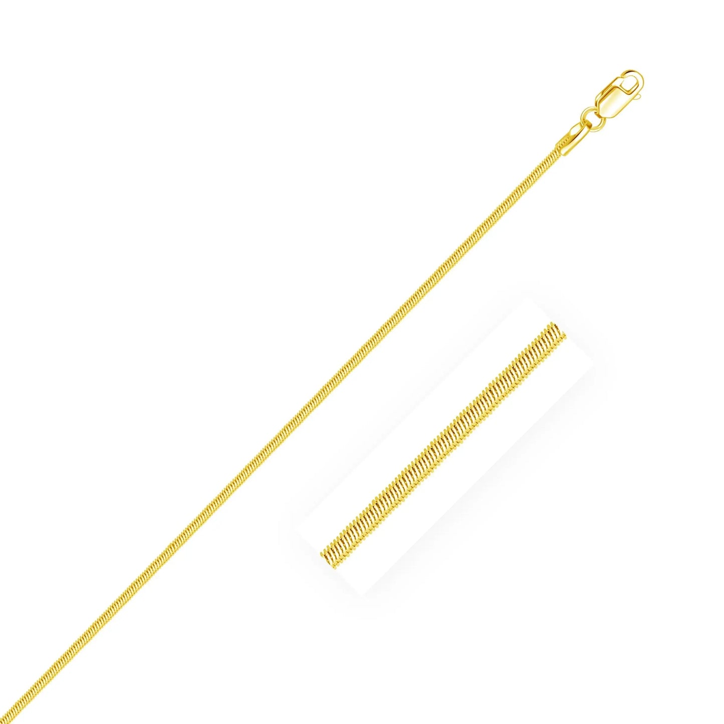 1.0mm 14K Yellow Gold Octagonal Shiny Snake Chain RCJ Chains  CELESTIA LUXE JEWELLERS