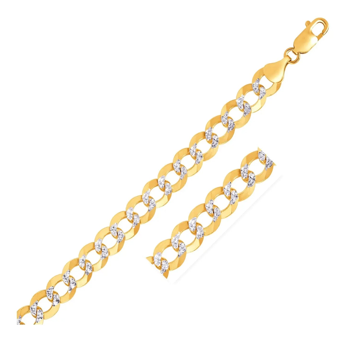 10 mm 14k Two Tone Gold Pave Curb Chain (9.70 mm) RCJ Chains  CELESTIA LUXE JEWELLERS