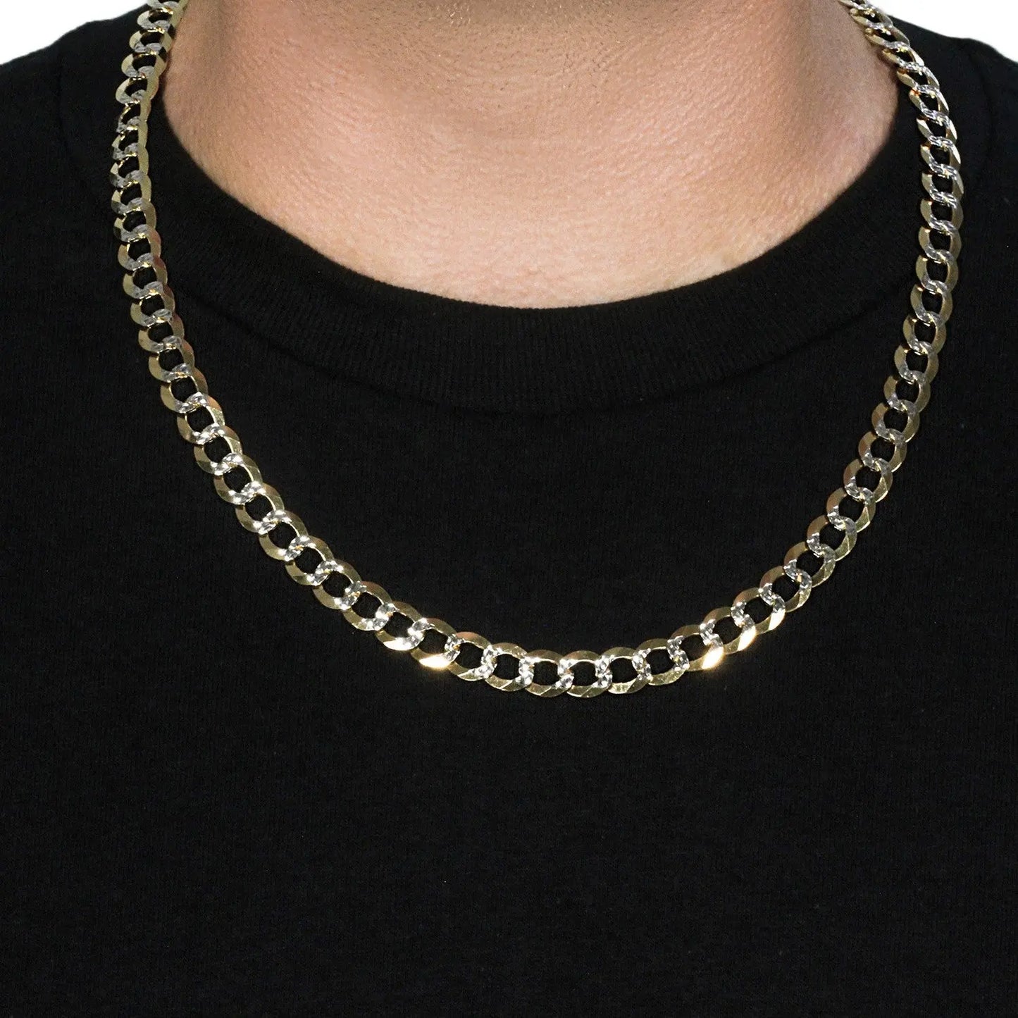 10 mm 14k Two Tone Gold Pave Curb Chain (9.70 mm) RCJ Chains  CELESTIA LUXE JEWELLERS