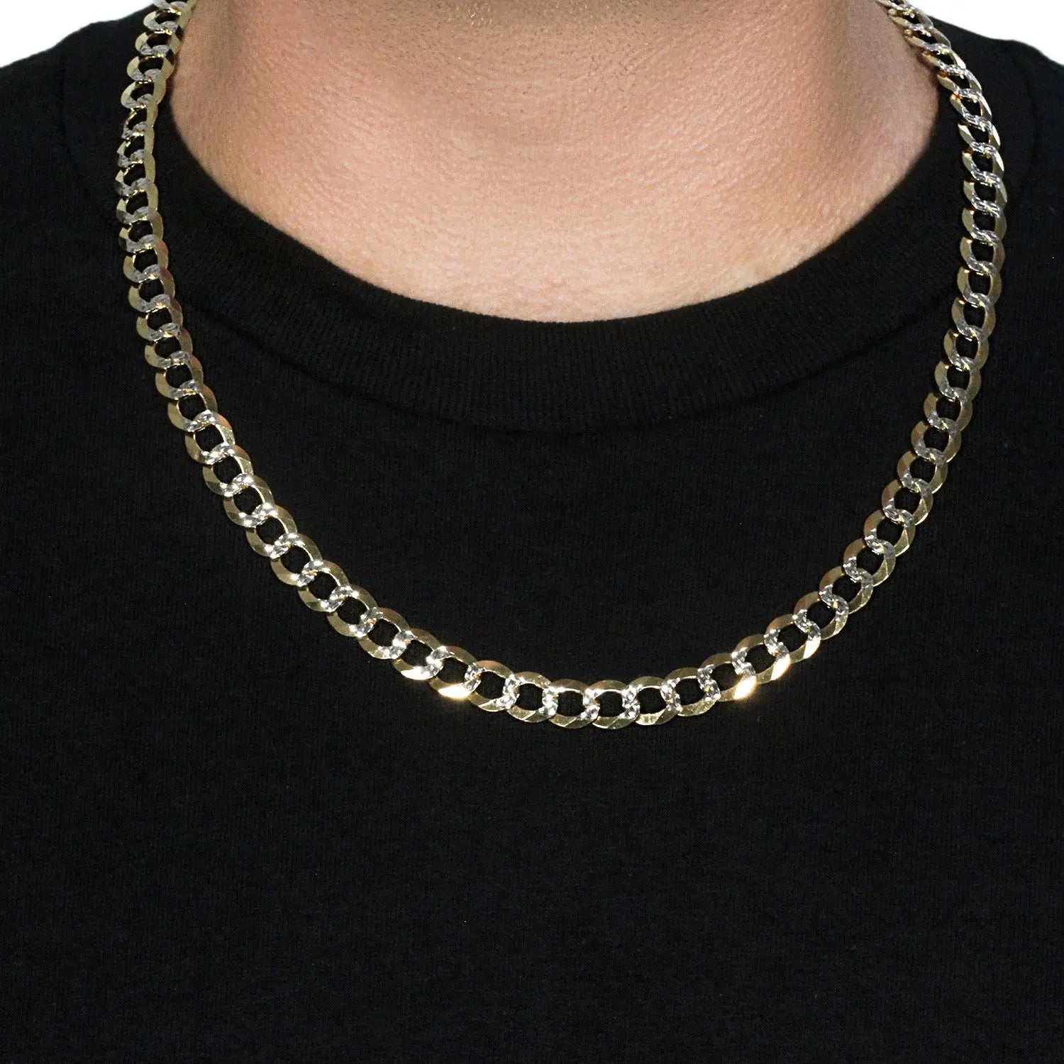 10 mm 14k Two Tone Gold Pave Curb Chain (9.70 mm) RCJ Chains  CELESTIA LUXE JEWELLERS