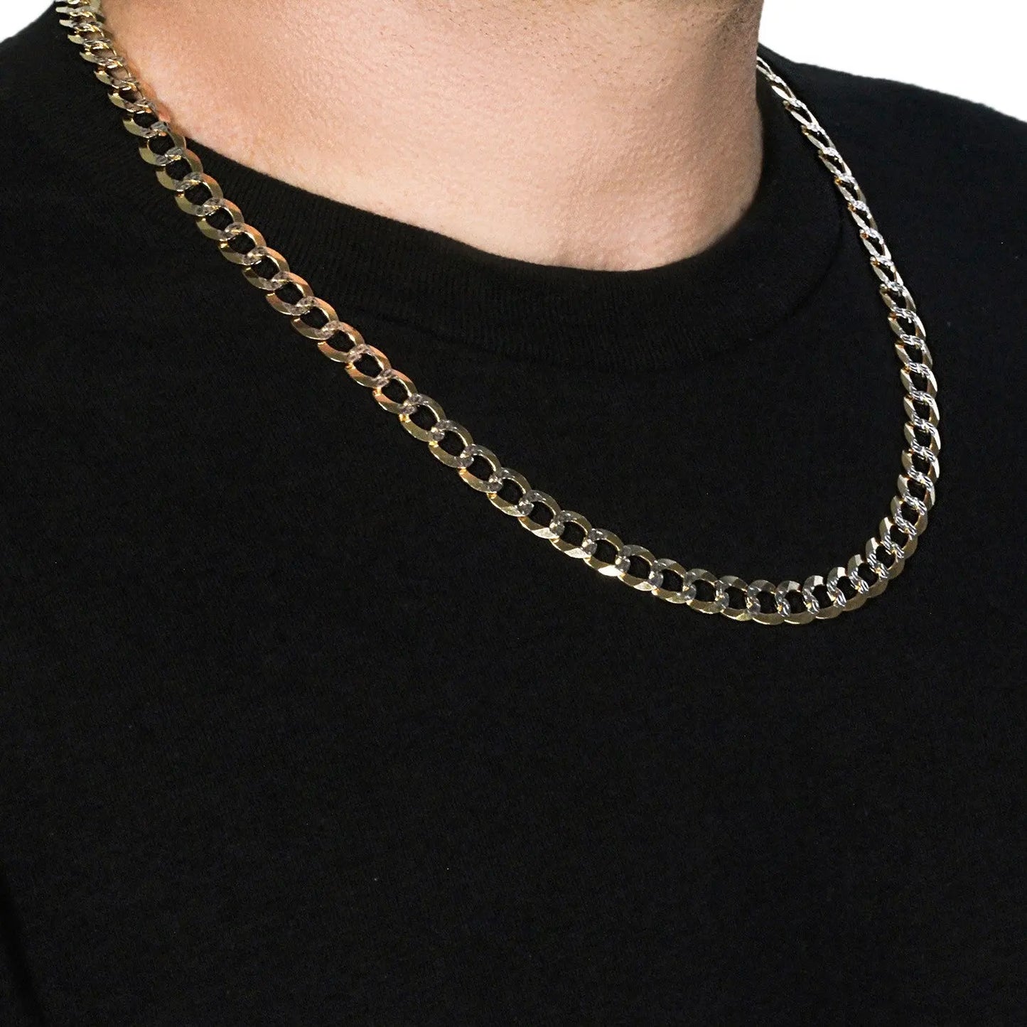 10 mm 14k Two Tone Gold Pave Curb Chain (9.70 mm) RCJ Chains  CELESTIA LUXE JEWELLERS