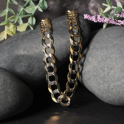 10 mm 14k Two Tone Gold Pave Curb Chain (9.70 mm) RCJ Chains  CELESTIA LUXE JEWELLERS