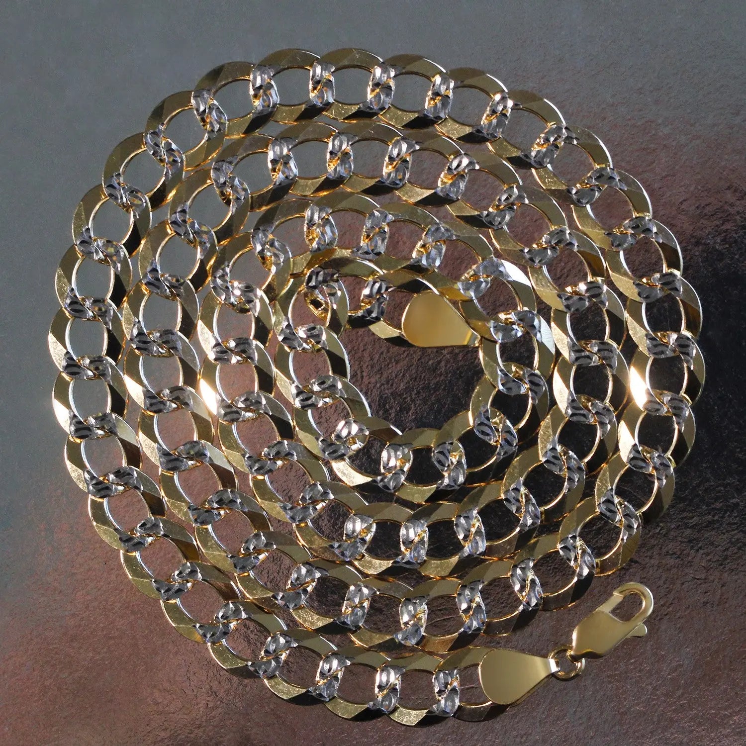 10 mm 14k Two Tone Gold Pave Curb Chain (9.70 mm) RCJ Chains  CELESTIA LUXE JEWELLERS