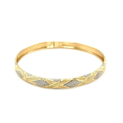 10k Two-Tone Gold Geometric Diamond Motif Bangle (6.00 mm) RCJ Bangles  CELESTIA LUXE JEWELLERS