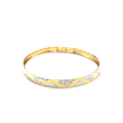 10k Two-Tone Gold Textured Zigzag Style Bangle (6.00 mm) RCJ Bangles  CELESTIA LUXE JEWELLERS