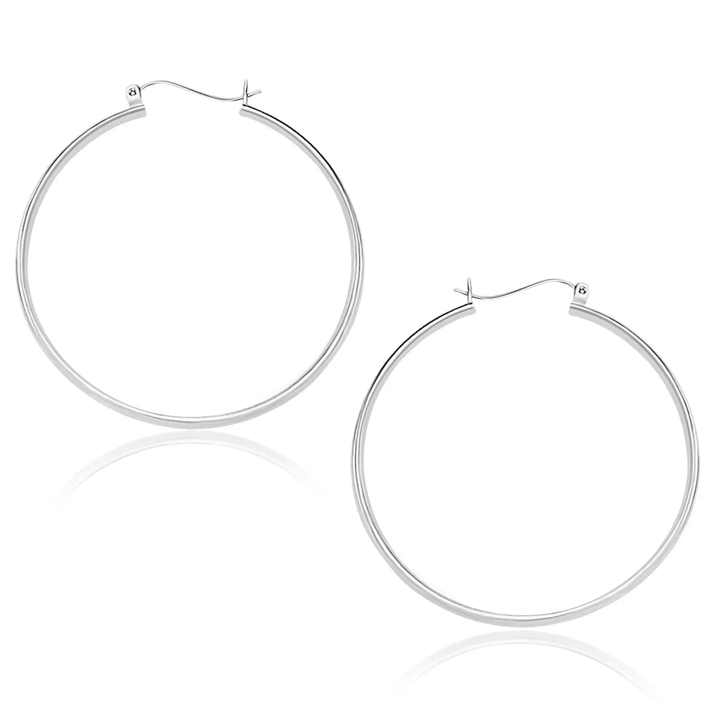 10k White Gold Polished Hoop Earrings (1.5x40mm) RCJ Earrings  CELESTIA LUXE JEWELLERS