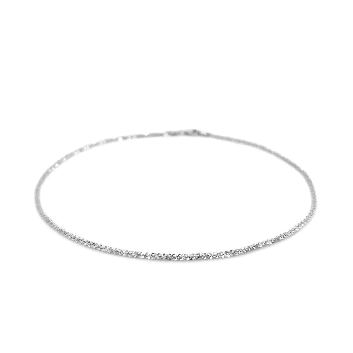 10k White Gold Sparkle Anklet 1.5mm RCJ Anklets  CELESTIA LUXE JEWELLERS