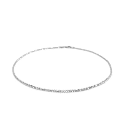 10k White Gold Sparkle Anklet 1.5mm RCJ Anklets  CELESTIA LUXE JEWELLERS