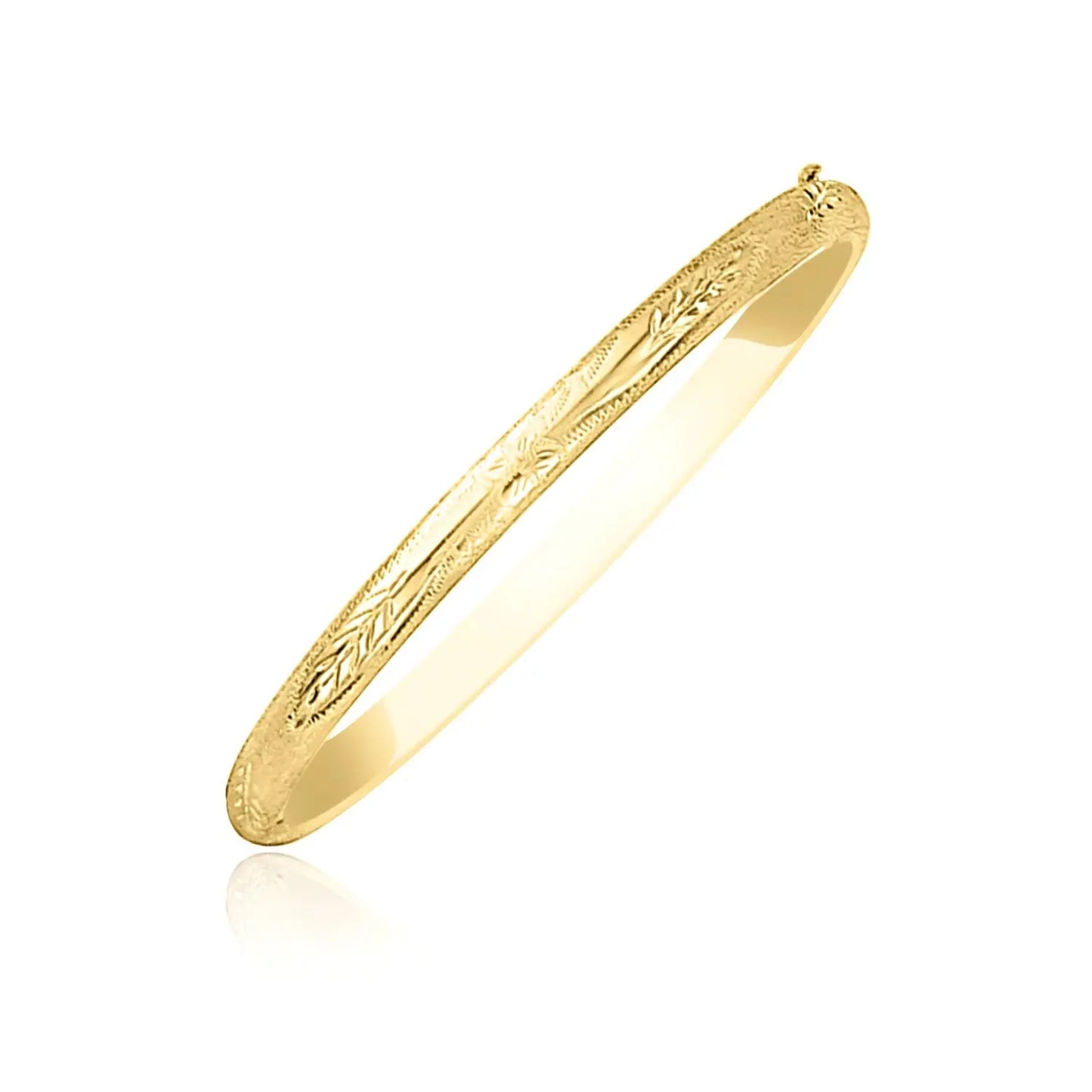 10k Yellow Gold Botanical Pattern Florentine Bangle (5.00 mm) RCJ Bangles  CELESTIA LUXE JEWELLERS