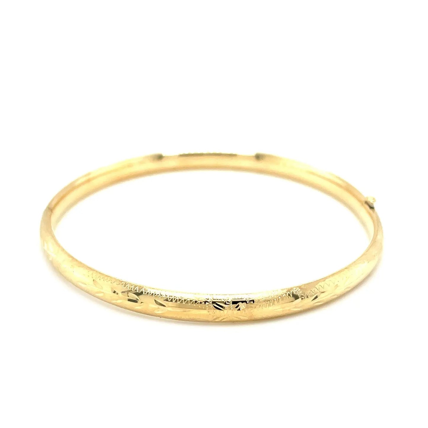 10k Yellow Gold Botanical Pattern Florentine Bangle (5.00 mm) RCJ Bangles  CELESTIA LUXE JEWELLERS