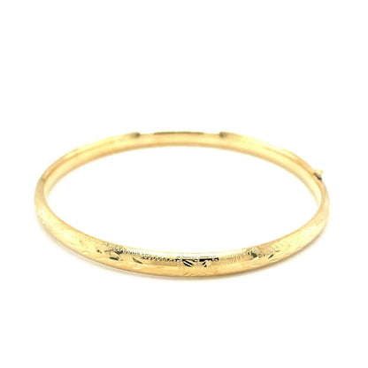10k Yellow Gold Botanical Pattern Florentine Bangle (5.00 mm) RCJ Bangles  CELESTIA LUXE JEWELLERS
