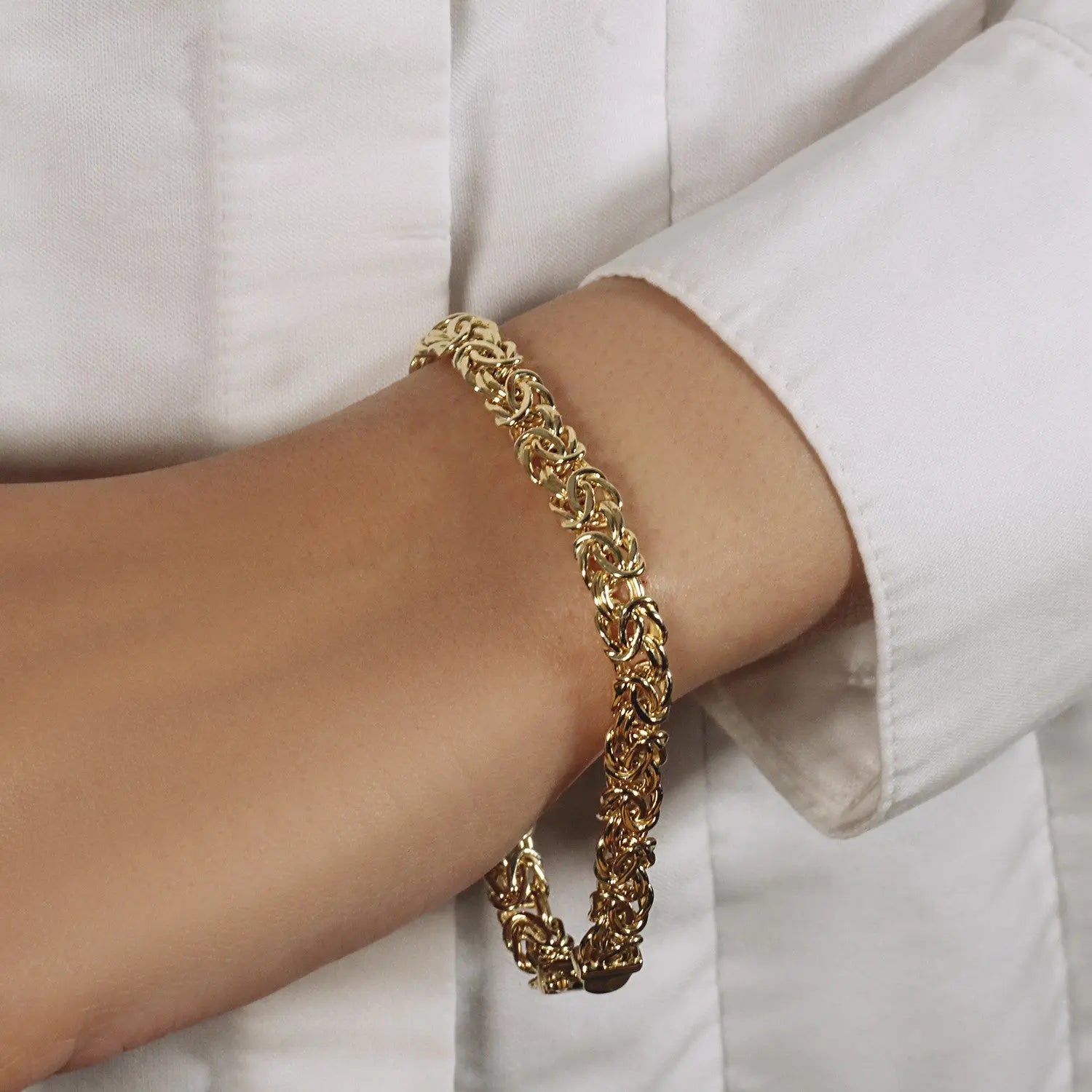 10k Yellow Gold Byzantine Design Chain Bracelet (7.00 mm) RCJ Bracelets  CELESTIA LUXE JEWELLERS