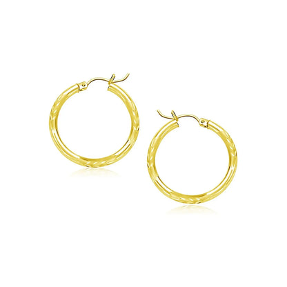 10k Yellow Gold Diamond Cut Hoop Earrings (2x15mm) RCJ Earrings  CELESTIA LUXE JEWELLERS