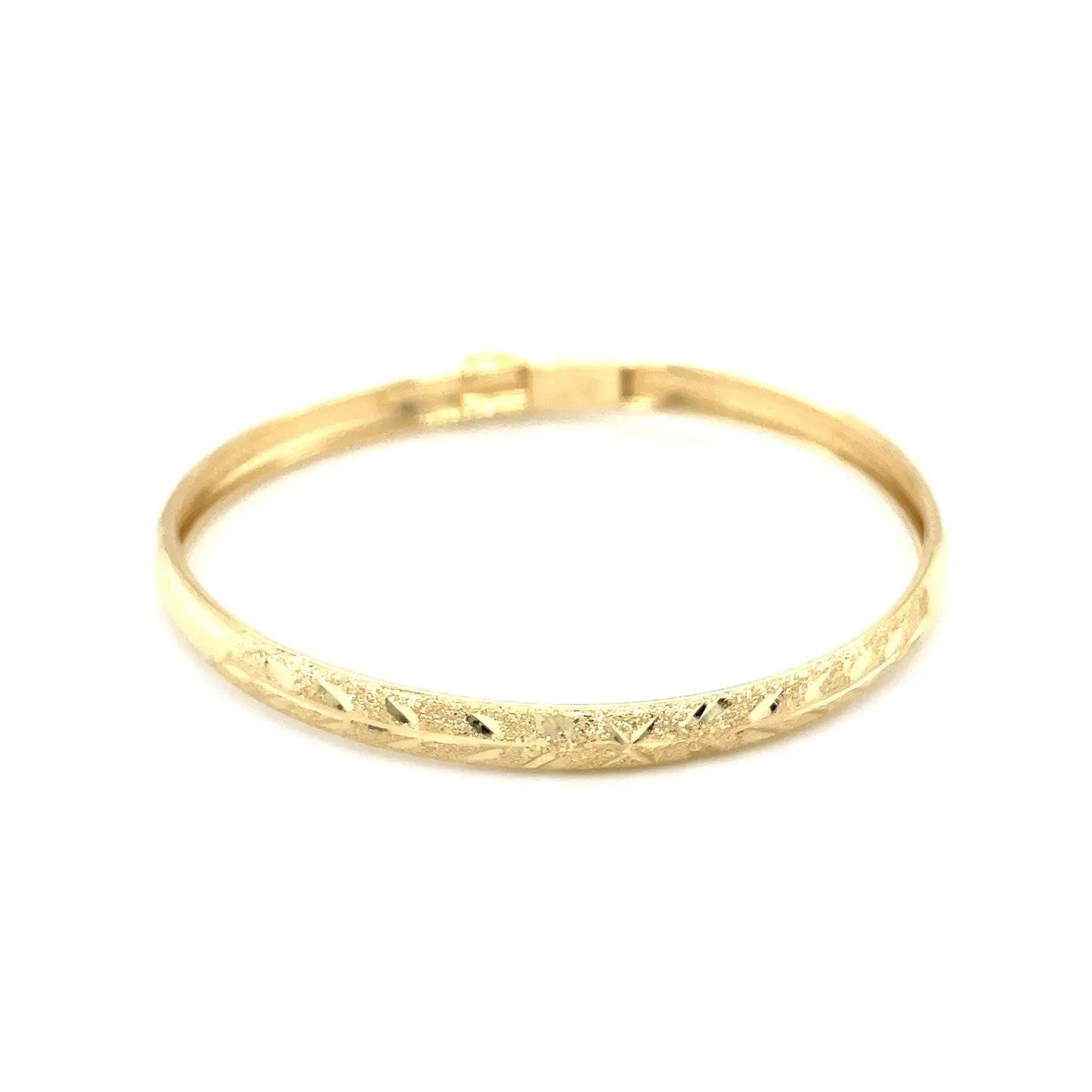 10k Yellow Gold Dome Childrens Diamond Cut Florentine Bangle (4.00 mm) RCJ Bangles  CELESTIA LUXE JEWELLERS
