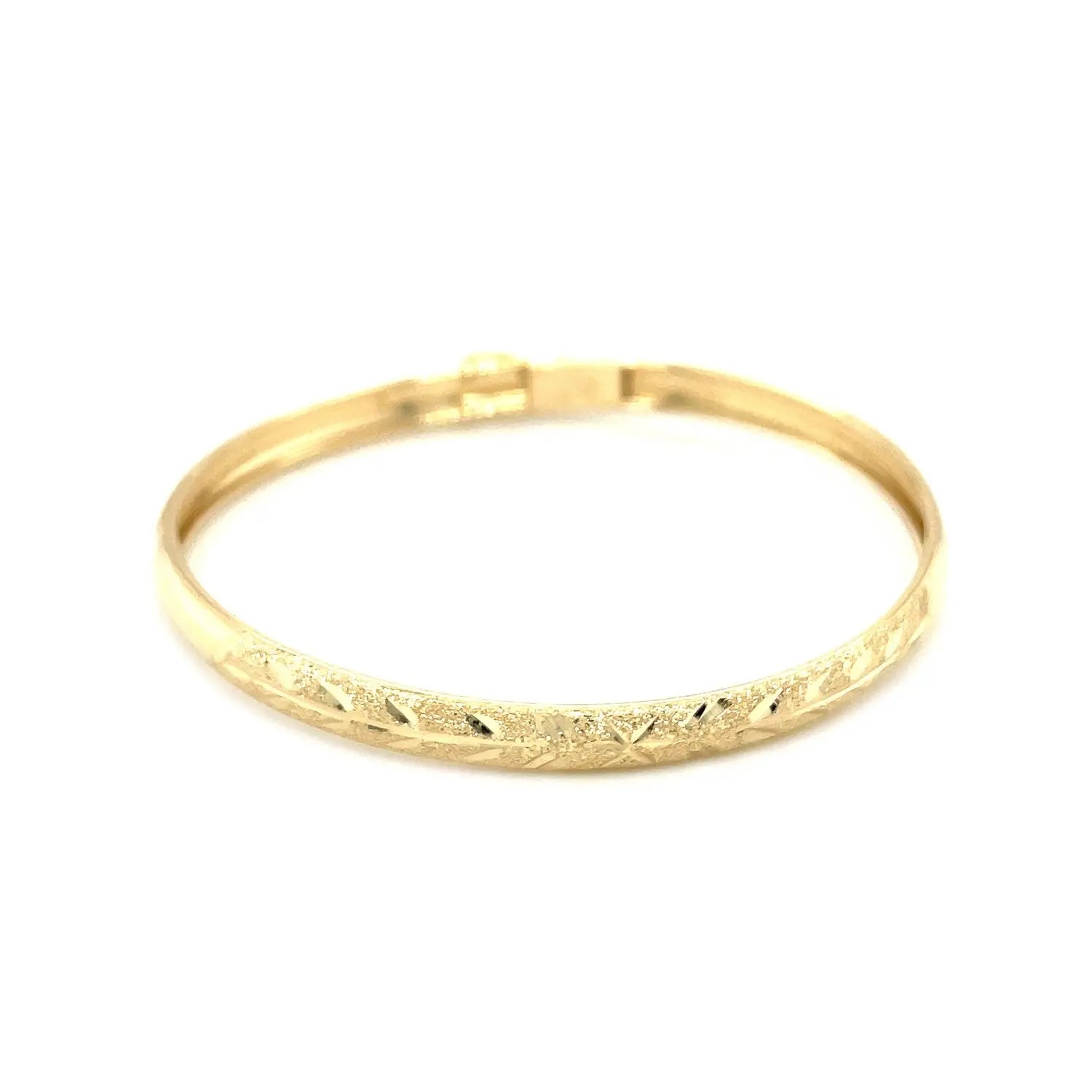 10k Yellow Gold Dome Childrens Diamond Cut Florentine Bangle (4.00 mm) RCJ Bangles  CELESTIA LUXE JEWELLERS