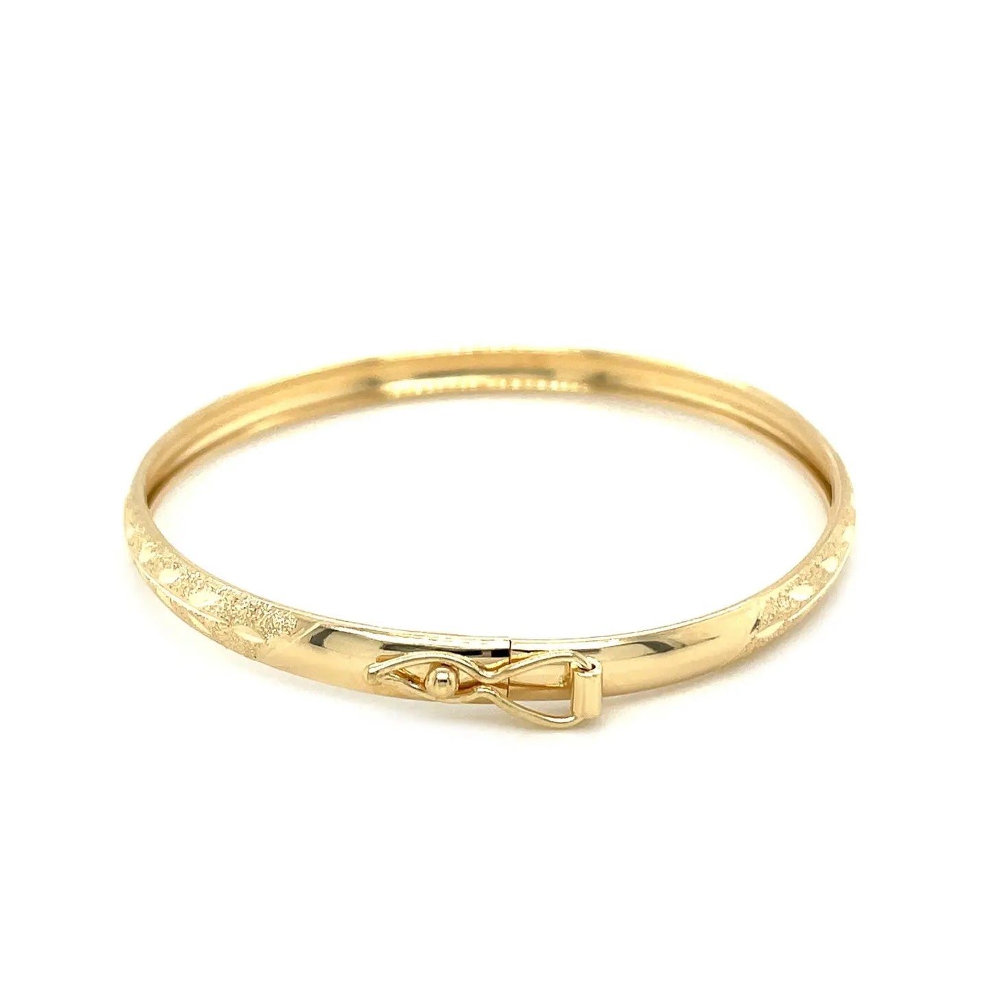 10k Yellow Gold Dome Childrens Diamond Cut Florentine Bangle (4.00 mm) RCJ Bangles  CELESTIA LUXE JEWELLERS