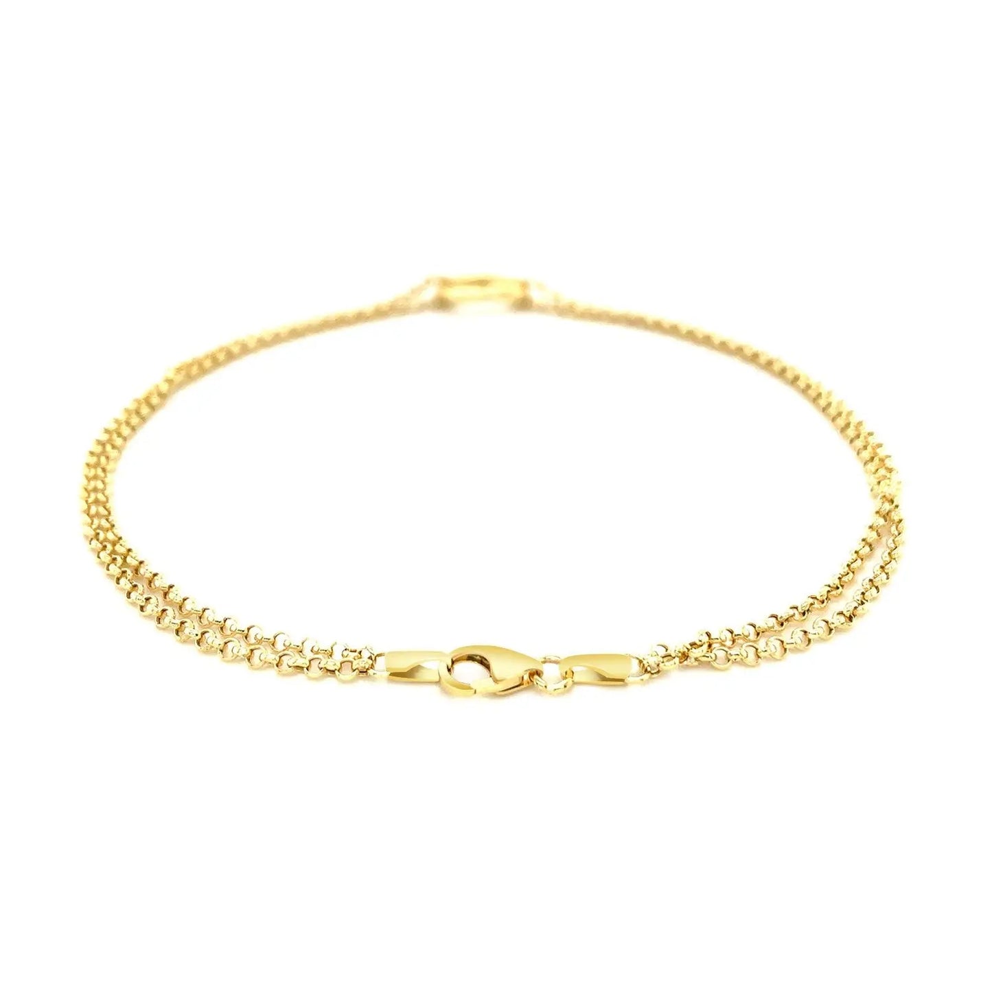 10k Yellow Gold Double Rolo Chain Anklet with an Open Heart Station RCJ Anklets  CELESTIA LUXE JEWELLERS