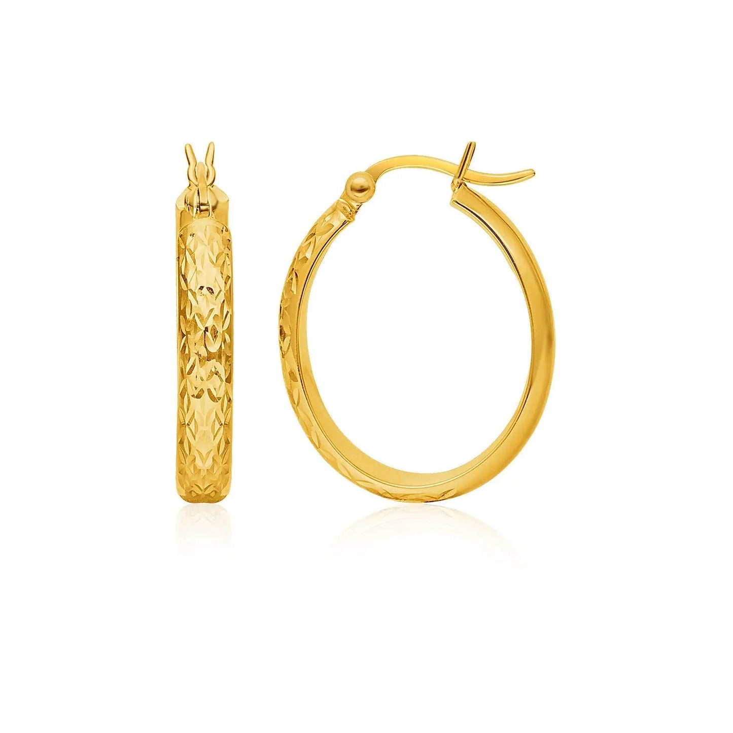 10k Yellow Gold Hammered Oval Hoop Earrings RCJ Earrings  CELESTIA LUXE JEWELLERS