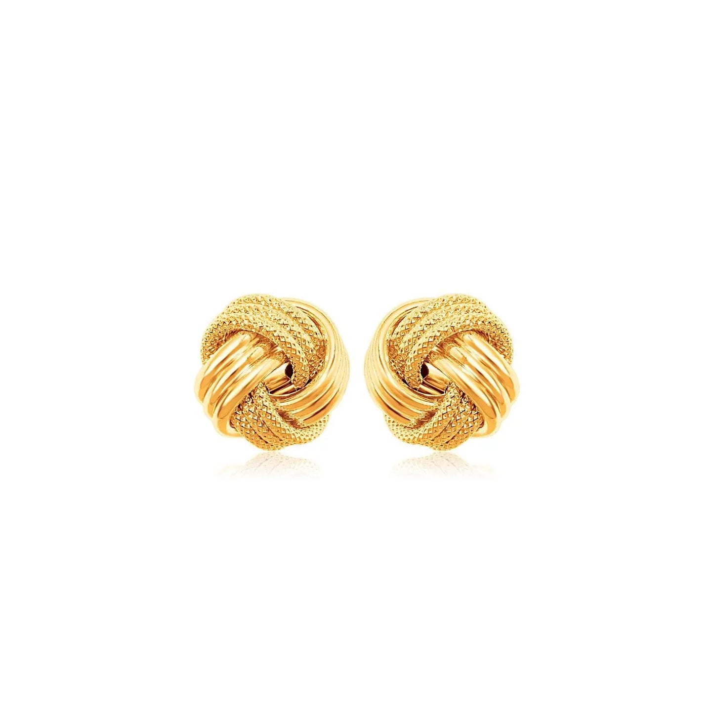 10k Yellow Gold Love Knot with Ridge Texture Earrings RCJ Earrings  CELESTIA LUXE JEWELLERS