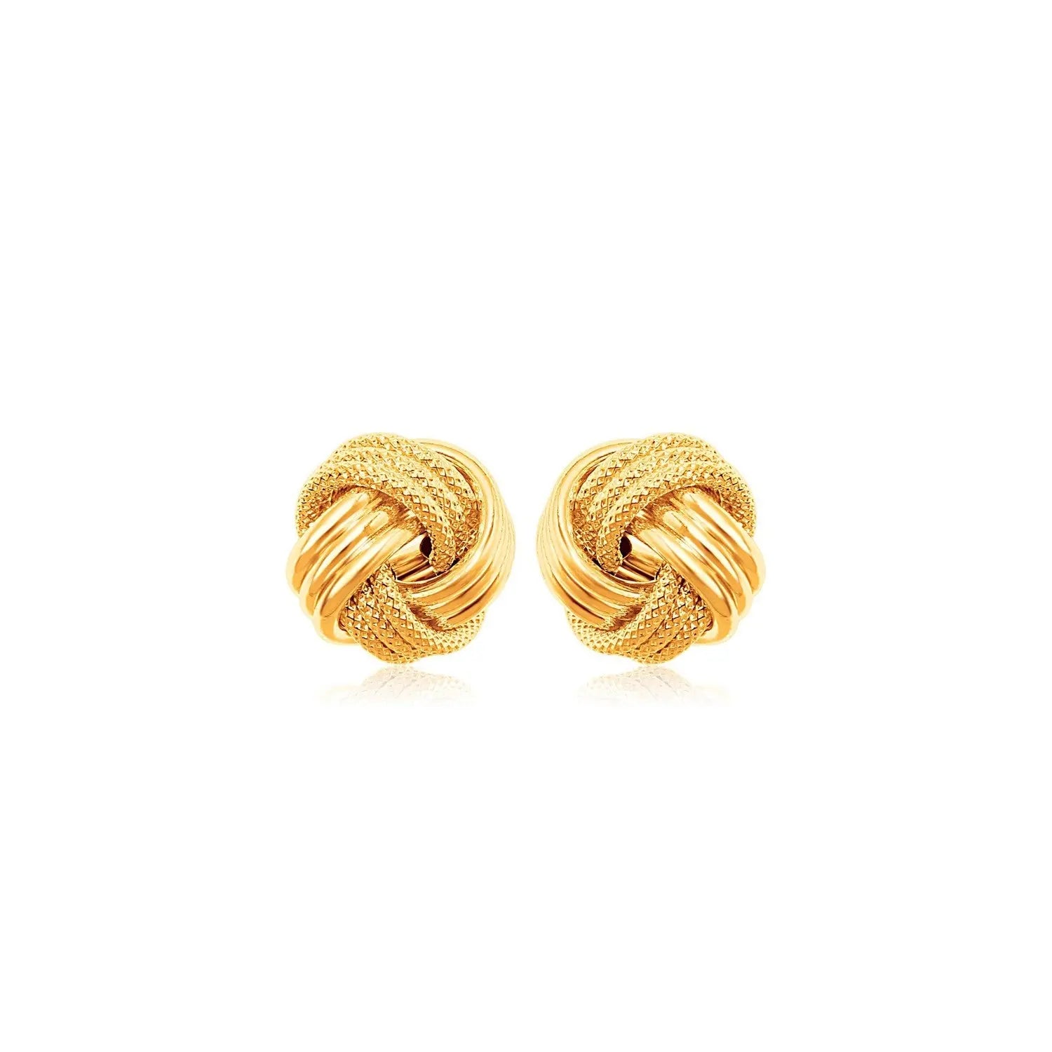 10k Yellow Gold Love Knot with Ridge Texture Earrings RCJ Earrings  CELESTIA LUXE JEWELLERS