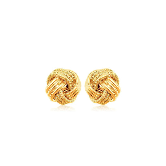 10k Yellow Gold Love Knot with Ridge Texture Earrings RCJ Earrings  CELESTIA LUXE JEWELLERS