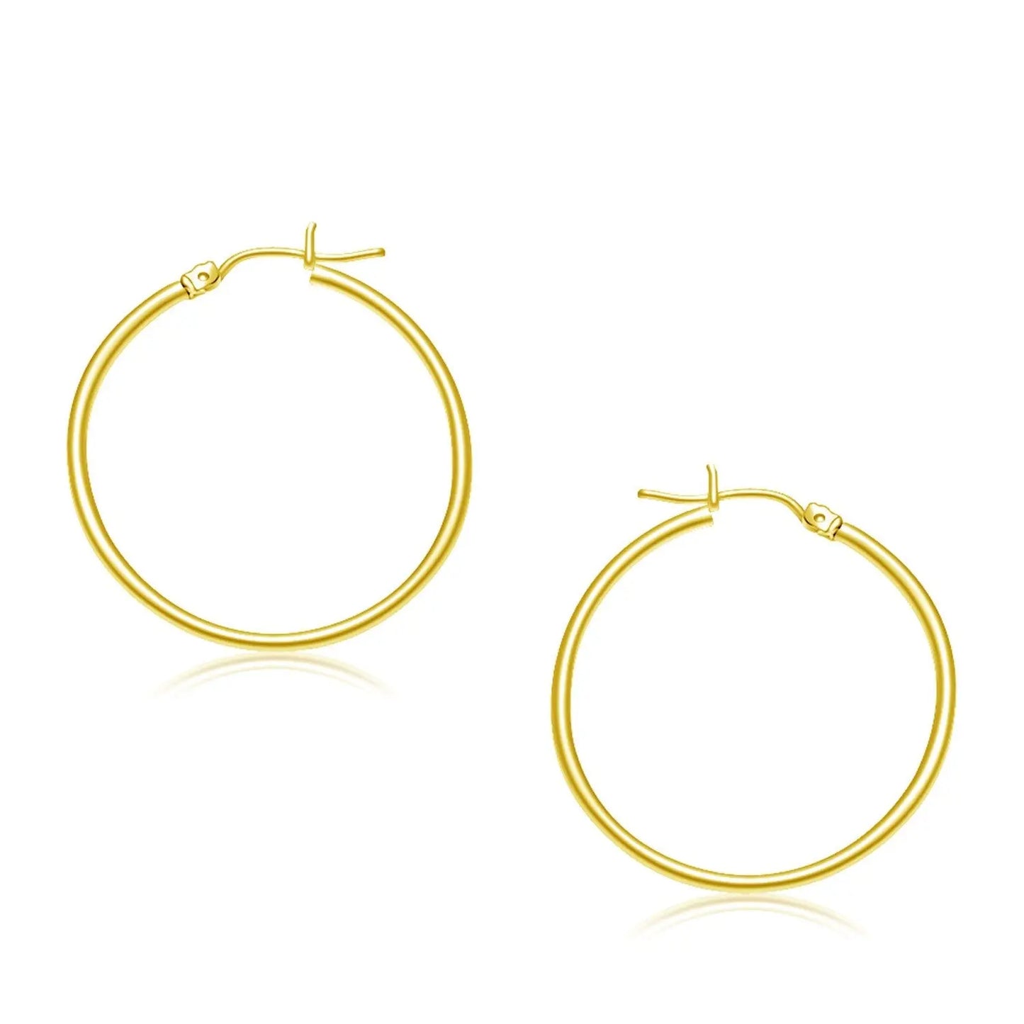 10k Yellow Gold Polished Hoop Earrings (2x30mm) RCJ Earrings  CELESTIA LUXE JEWELLERS