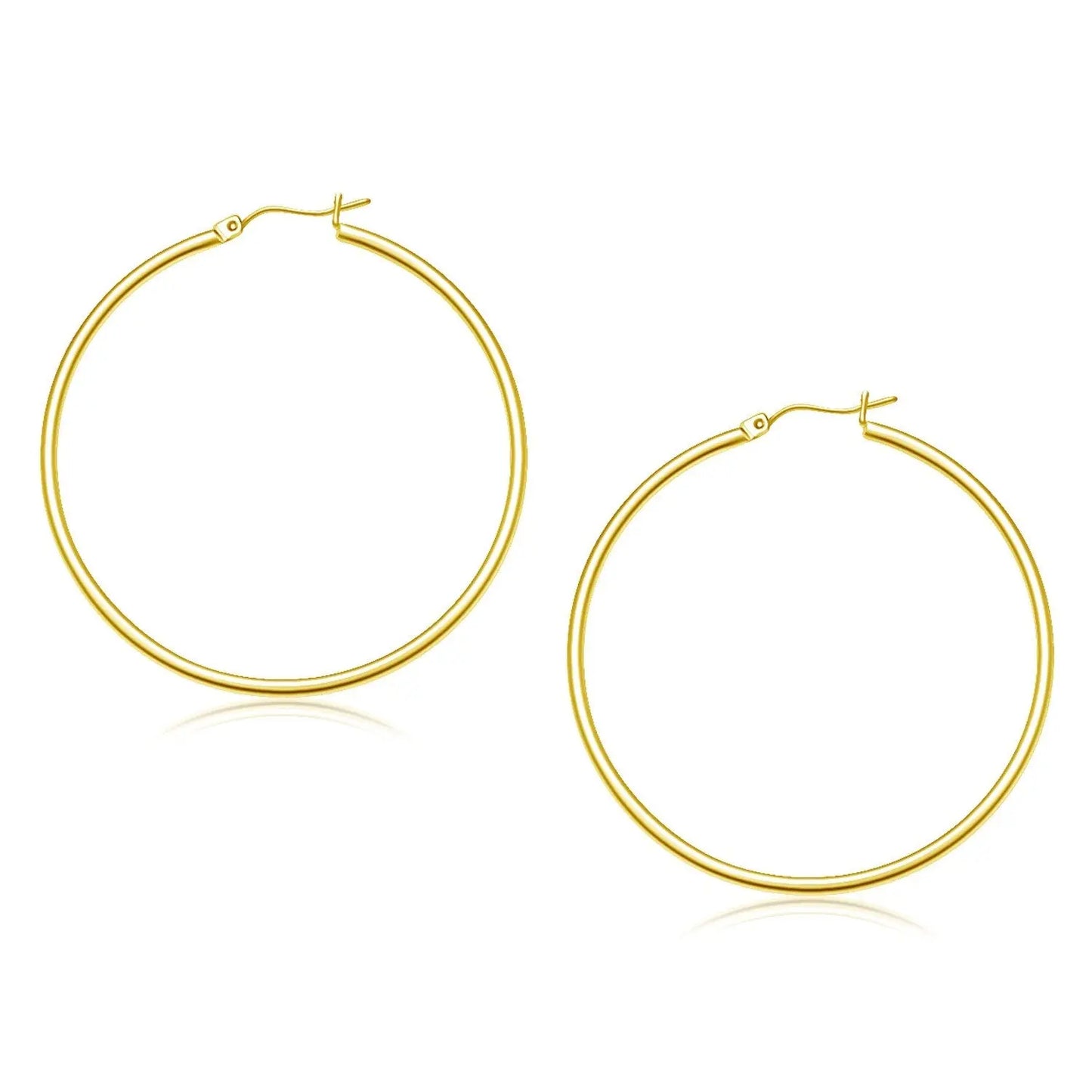 10k Yellow Gold Polished Hoop Earrings (2x45mm) RCJ Earrings  CELESTIA LUXE JEWELLERS
