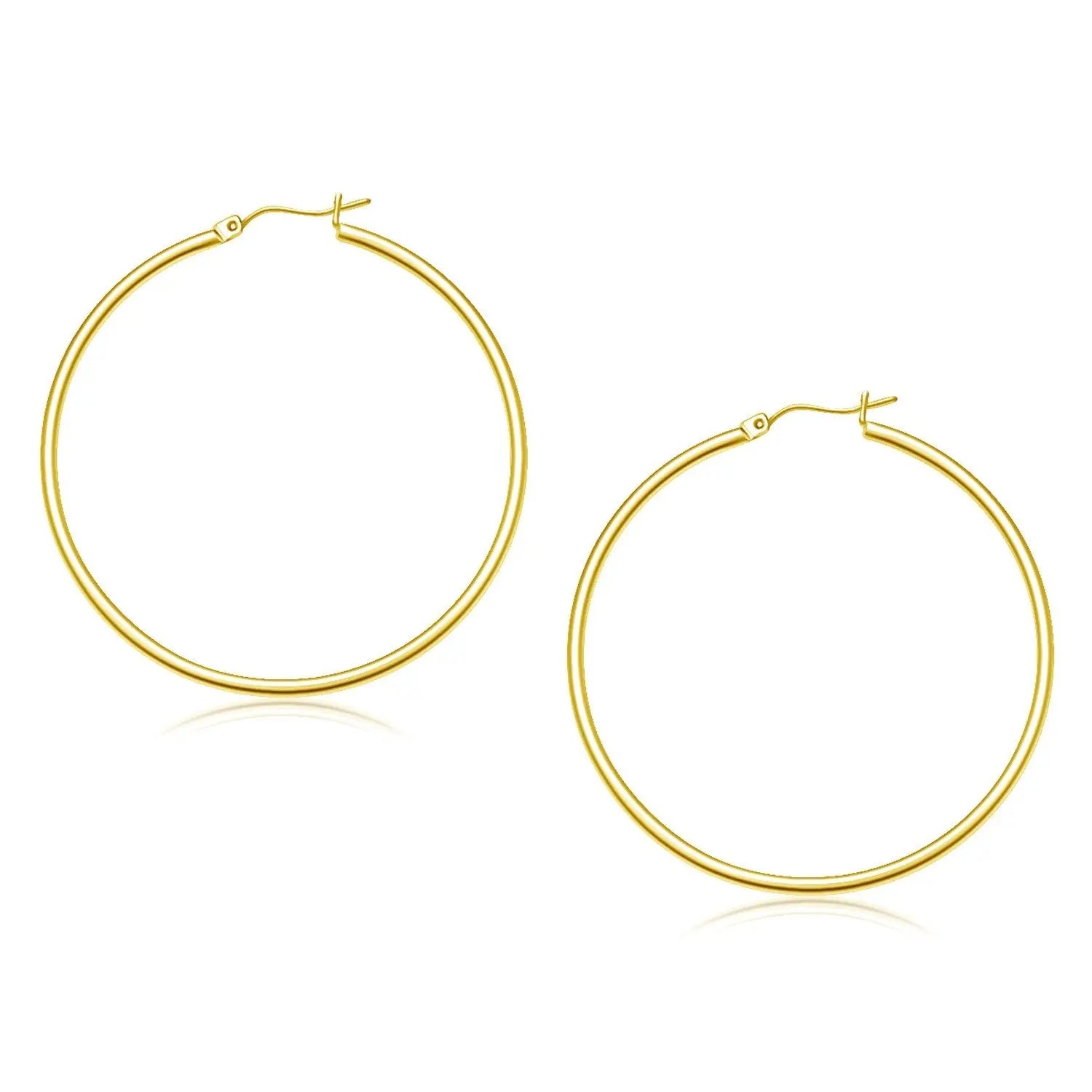 10k Yellow Gold Polished Hoop Earrings (2x45mm) RCJ Earrings  CELESTIA LUXE JEWELLERS