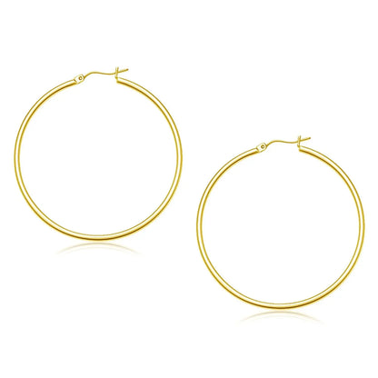 10k Yellow Gold Polished Hoop Earrings (2x45mm) RCJ Earrings  CELESTIA LUXE JEWELLERS