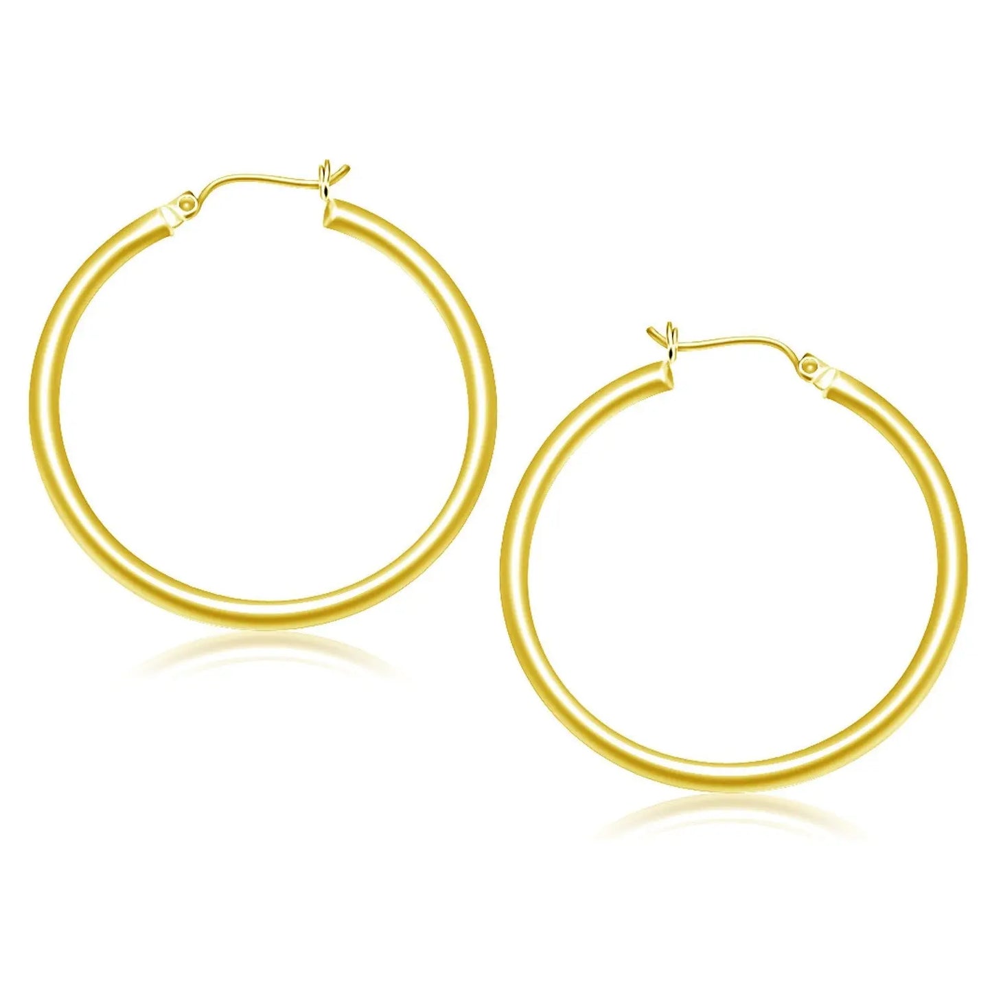 10k Yellow Gold Polished Hoop Earrings (3x40mm) RCJ Earrings  CELESTIA LUXE JEWELLERS