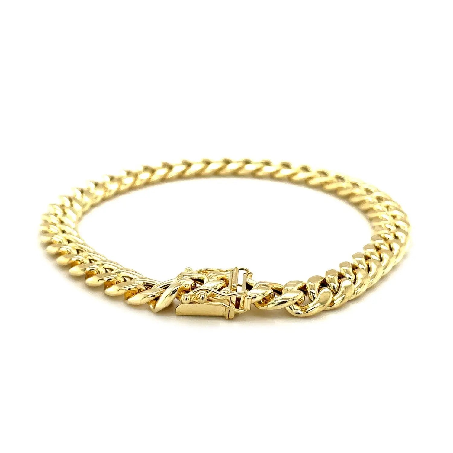 10k Yellow Gold Semi Solid Miami Cuban Bracelet (7.20 mm) RCJ Bracelets  CELESTIA LUXE JEWELLERS