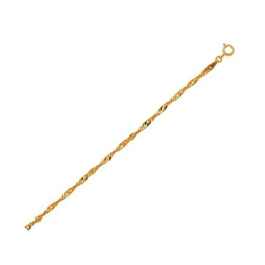 10k Yellow Gold Singapore Anklet 2.2mm RCJ Anklets  CELESTIA LUXE JEWELLERS