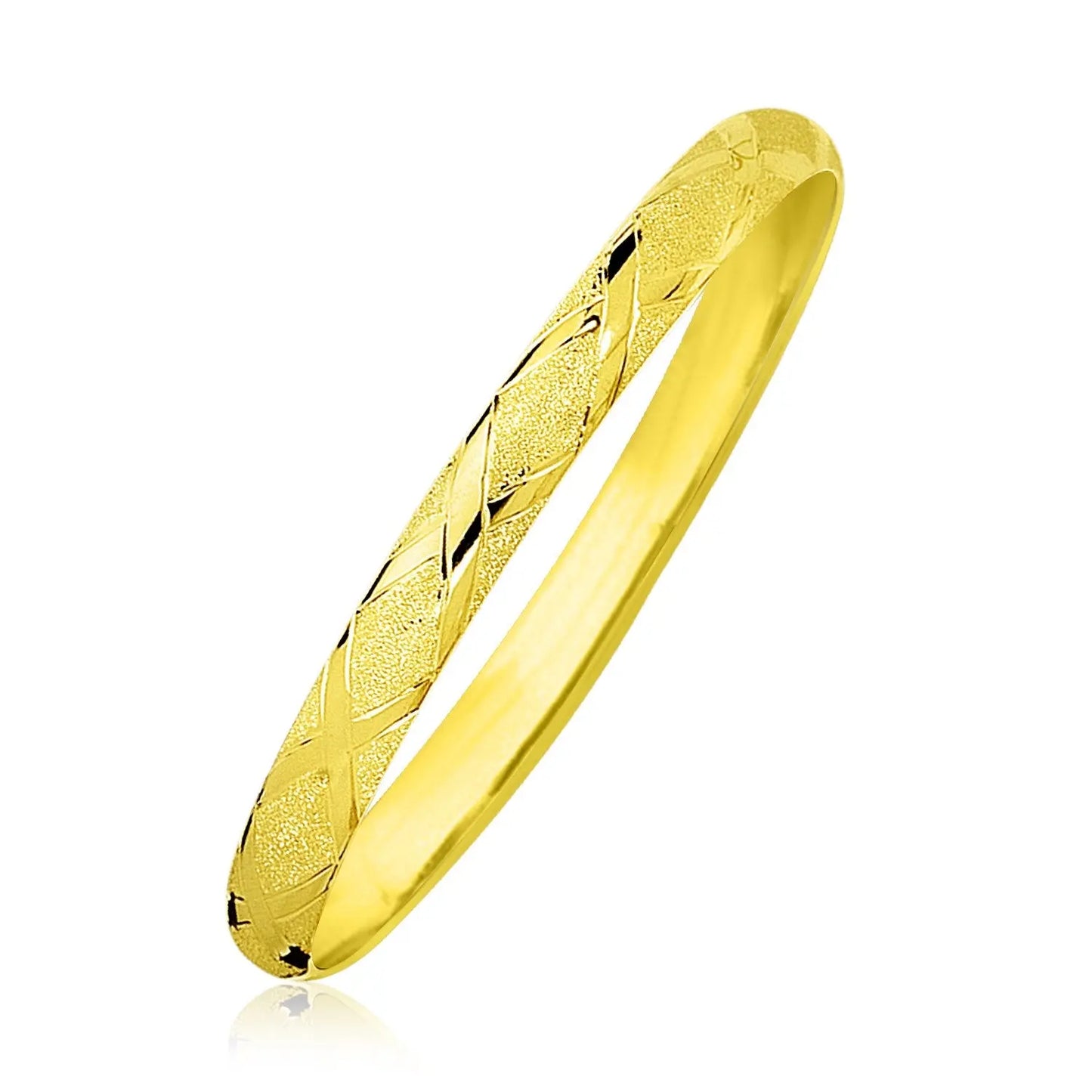 10k Yellow Gold Slender Diamond Pattern Textured Bangle (6.00 mm) RCJ Bangles  CELESTIA LUXE JEWELLERS