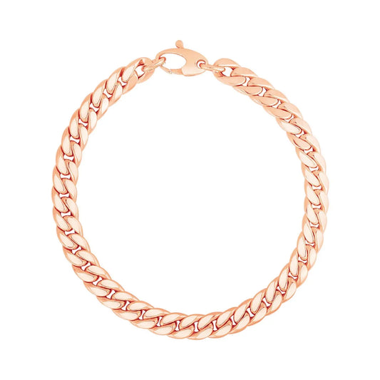 14K Rose Gold Cuban Link Bracelet (5.90 mm) RCJ Bracelets  CELESTIA LUXE JEWELLERS