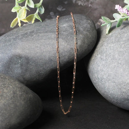 14K Rose Gold Fine Paperclip Chain (1.50 mm) RCJ Chains  CELESTIA LUXE JEWELLERS