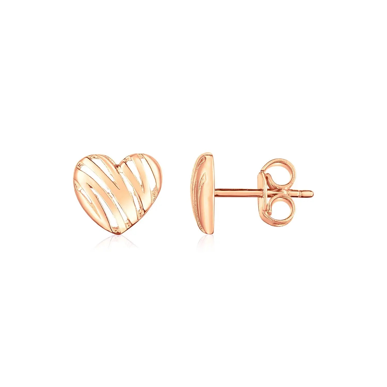 14K Rose Gold High Polish Scribble Heart Stud Earrings RCJ Earrings  CELESTIA LUXE JEWELLERS