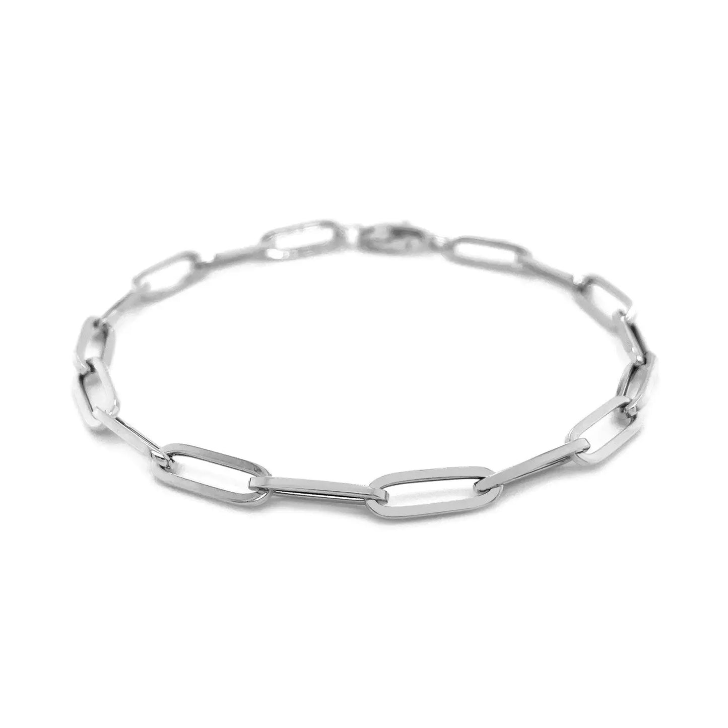 14K White Gold Bold Paperclip Chain Bracelet (4.20 mm) RCJ Bracelets  CELESTIA LUXE JEWELLERS