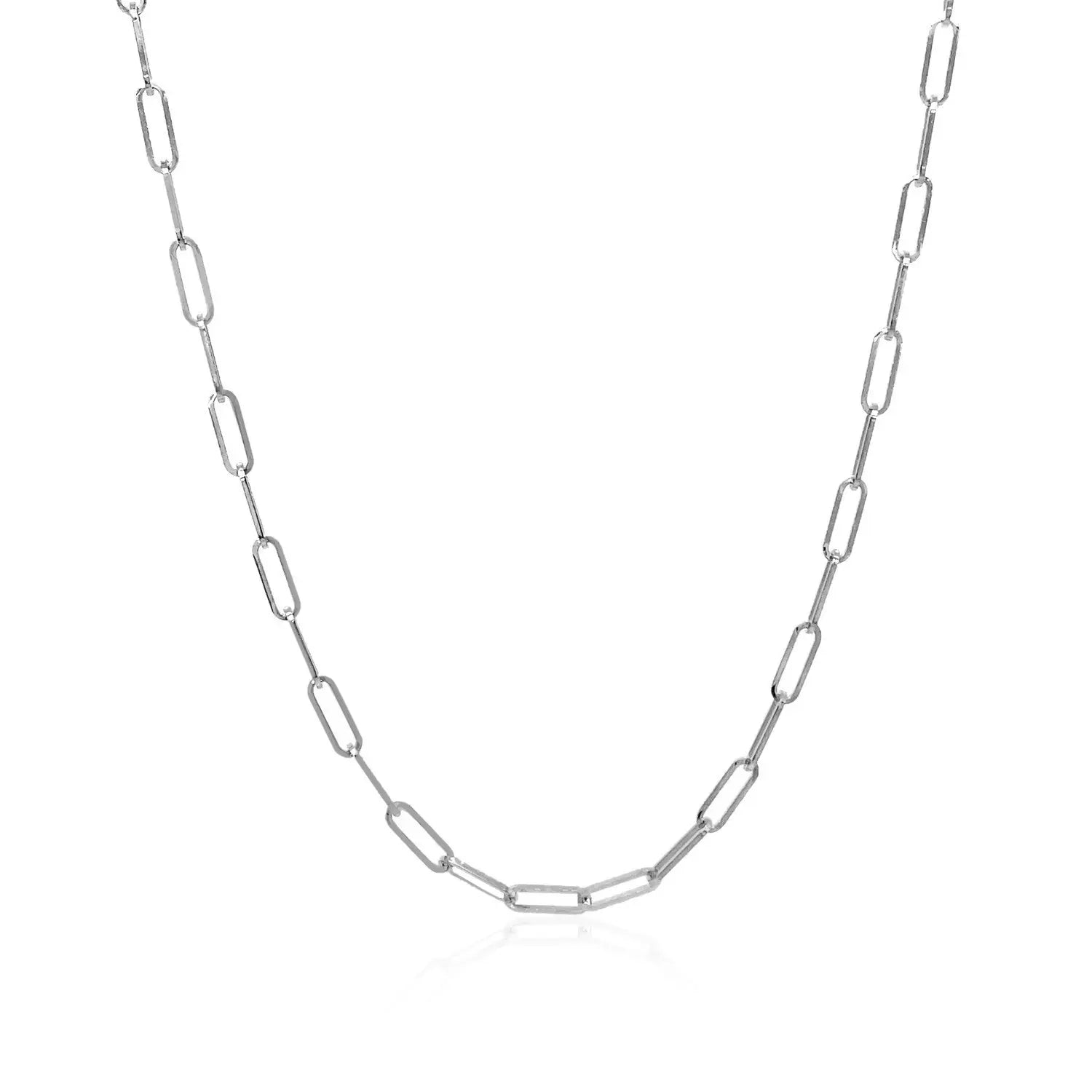 14K White Gold Delicate Paperclip Chain (2.10 mm) RCJ Chains  CELESTIA LUXE JEWELLERS