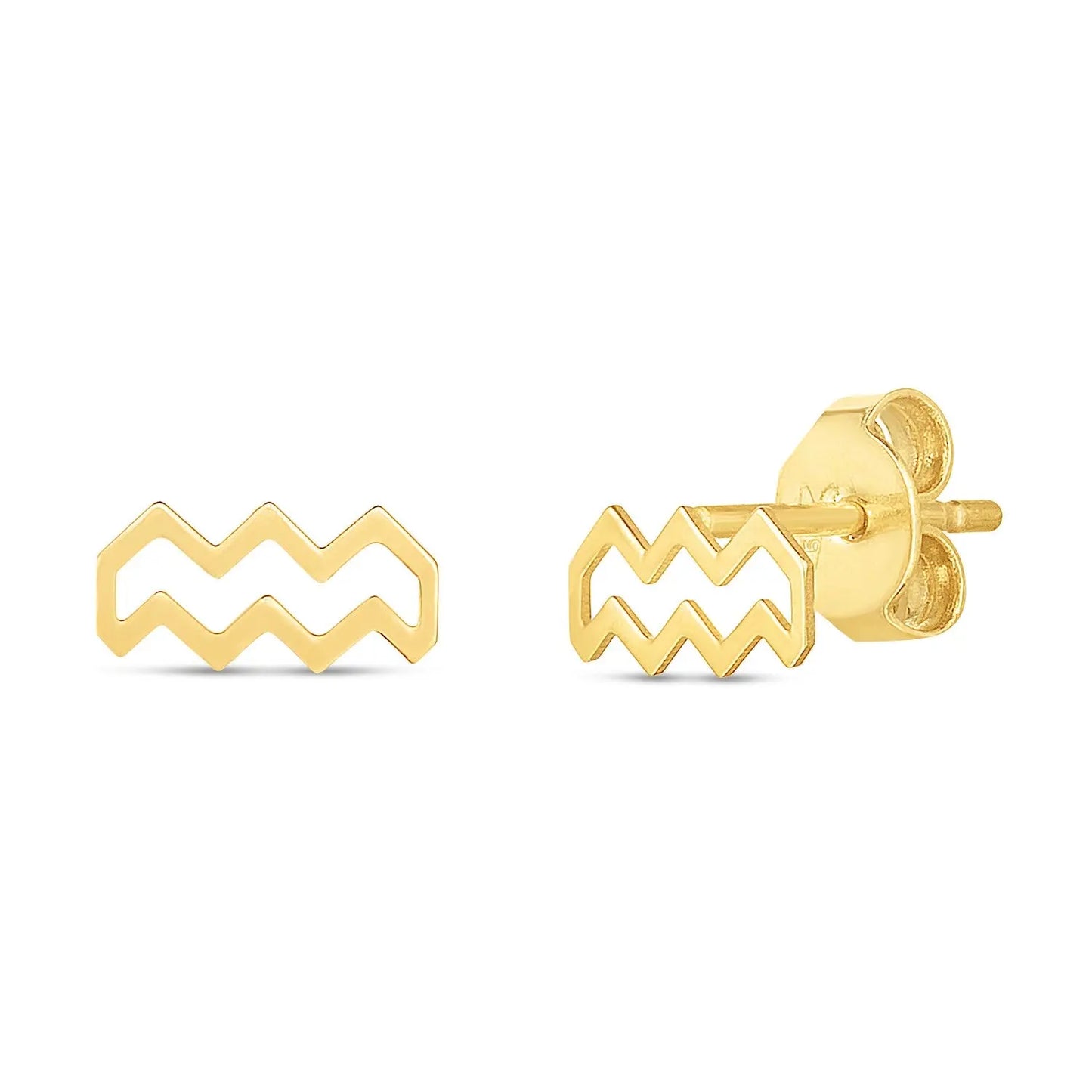 14K Yellow Gold Aquarius Stud Earrings RCJ Earrings  CELESTIA LUXE JEWELLERS