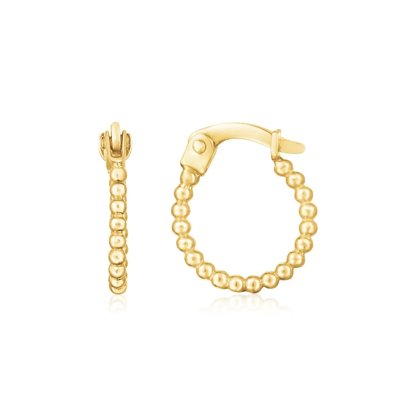 14K Yellow Gold Bead Hinged Hoop Earrings RCJ Earrings  CELESTIA LUXE JEWELLERS