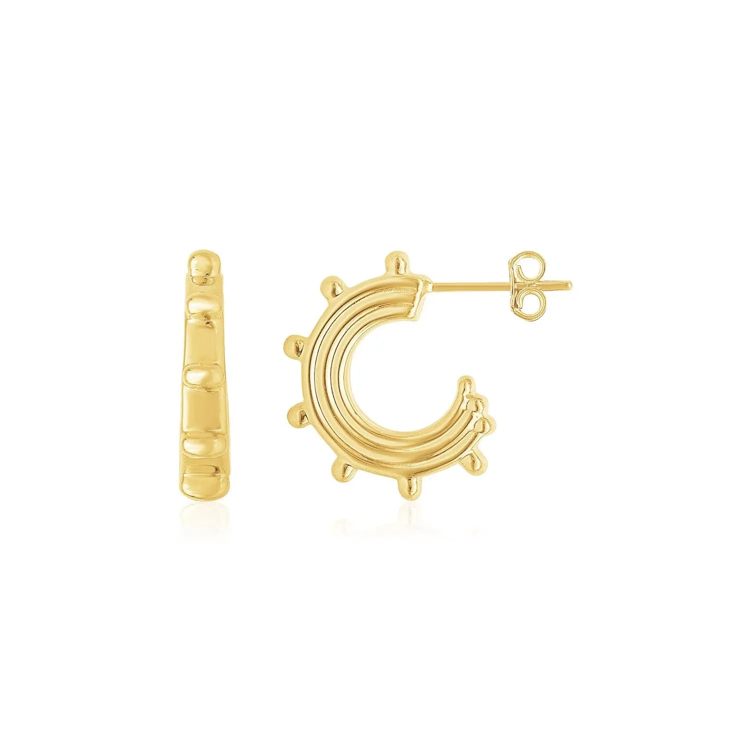 14K Yellow Gold Beaded Station Half Hoops RCJ Earrings  CELESTIA LUXE JEWELLERS