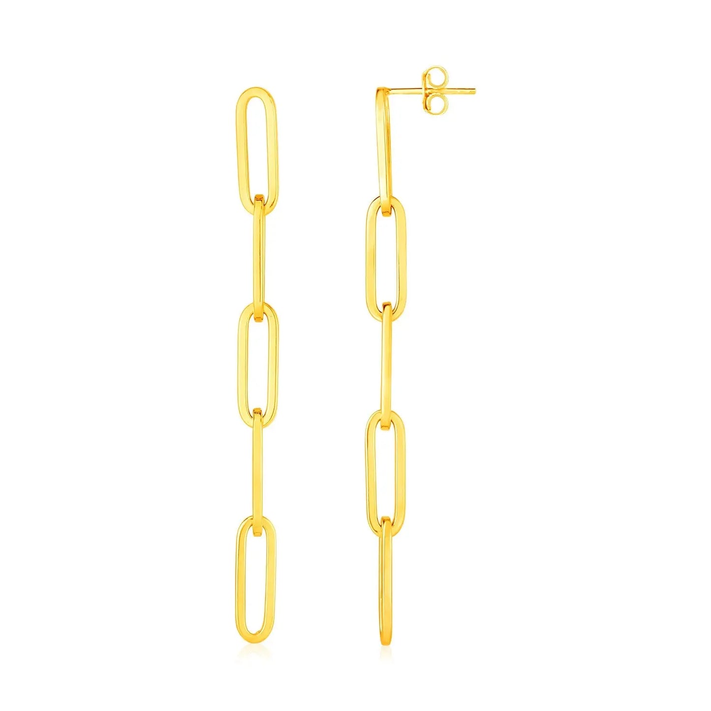 14K Yellow Gold Five Link Paperclip Chain Earrings RCJ Earrings  CELESTIA LUXE JEWELLERS