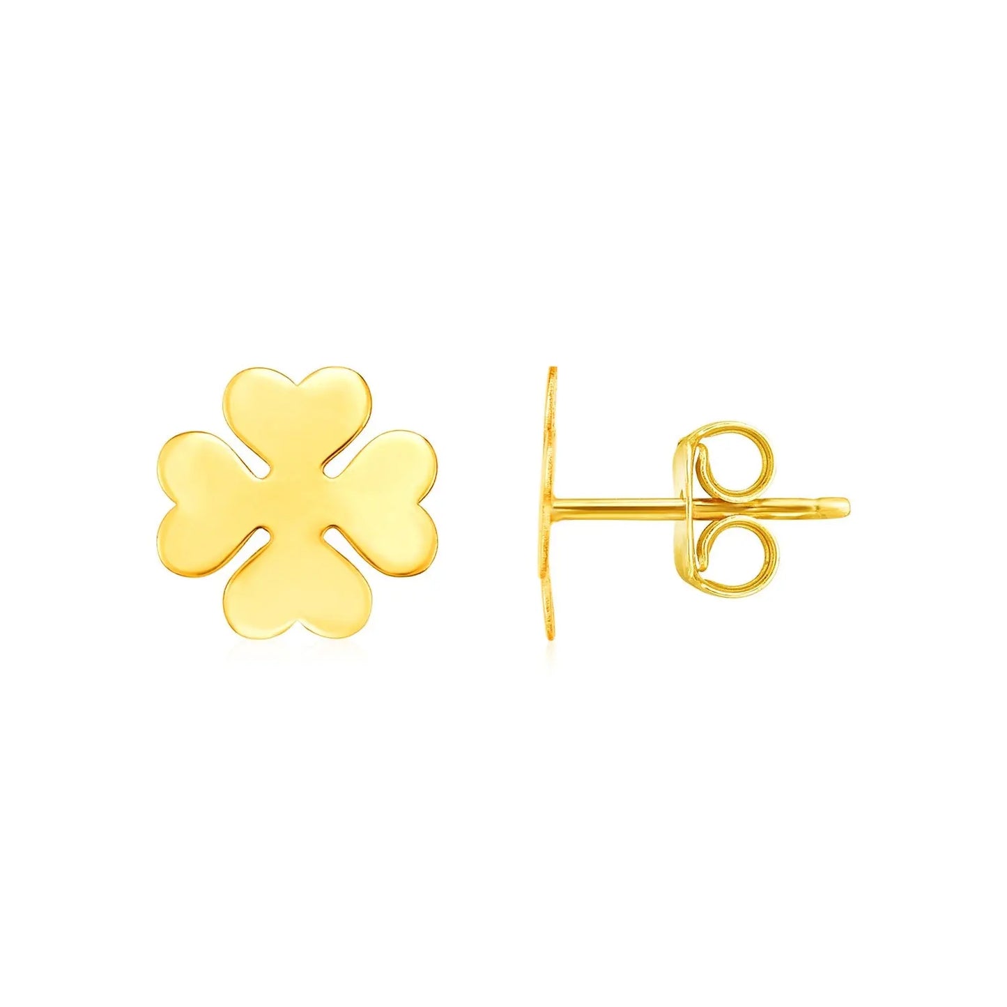 14K Yellow Gold Four Leaf Clover Earrings(10mm) RCJ Earrings  CELESTIA LUXE JEWELLERS
