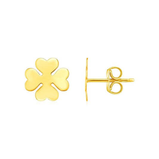 14K Yellow Gold Four Leaf Clover Earrings(10mm) RCJ Earrings  CELESTIA LUXE JEWELLERS